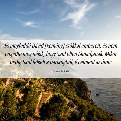 Picture 06 - 1 Sámuel 24:8 KAR - És megfeddé Dávid [kemény] szókkal embereit, - Bible Verse Picture