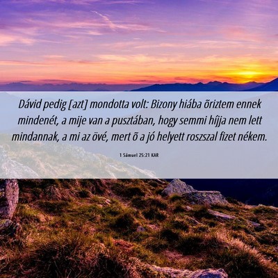 Picture 06 - 1 Sámuel 25:21 KAR - Dávid pedig [azt] mondotta volt: Bizony hiába - Bible Verse Picture