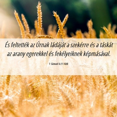 Picture 06 - 1 Sámuel 6:11 KAR - És feltették az Úrnak ládáját a szekérre - Bible Verse Picture
