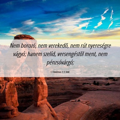 Picture 06 - 1 Timóteus 3:3 KAR - Nem borozó, nem verekedõ, nem rút nyereségre - Bible Verse Picture