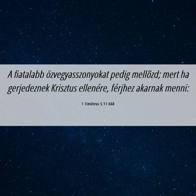 Picture 06 - 1 Timóteus 5:11 KAR - A fiatalabb özvegyasszonyokat pedig mellõzd; - Bible Verse Picture