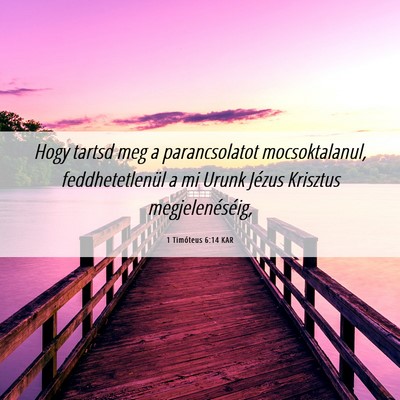 Picture 06 - 1 Timóteus 6:14 KAR - Hogy tartsd meg a parancsolatot mocsoktalanul, - Bible Verse Picture