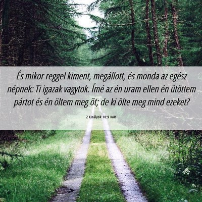 Picture 06 - 2 Királyok 10:9 KAR - És mikor reggel kiment, megállott, és monda az - Bible Verse Picture