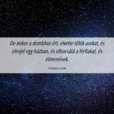 Picture 06 - 2 Királyok 5:24 KAR - De mikor a dombhoz ért, elvette tõlök azokat, - Bible Verse Picture