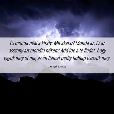Picture 06 - 2 Királyok 6:28 KAR - És monda néki a király: Mit akarsz? Monda az: - Bible Verse Picture