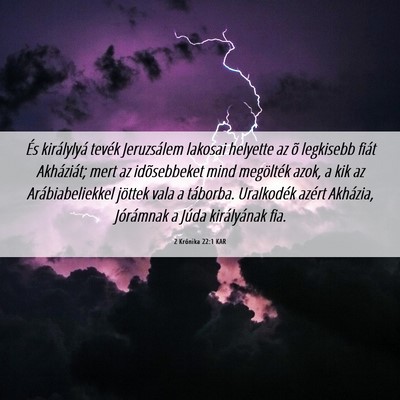 Picture 06 - 2 Krónika 22:1 KAR - És királylyá tevék Jeruzsálem lakosai - Bible Verse Picture