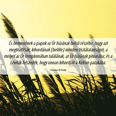 Picture 06 - 2 Krónika 29:16 KAR - És bemenének a papok az Úr házának belsõ - Bible Verse Picture