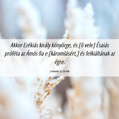 Picture 06 - 2 Krónika 32:20 KAR - Akkor Ezékiás király könyörge, és [õ vele] - Bible Verse Picture