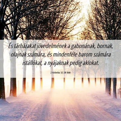 Picture 06 - 2 Krónika 32:28 KAR - És tárházakat jövedelmének a gabonának, - Bible Verse Picture