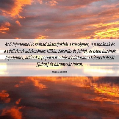 Picture 06 - 2 Krónika 35:8 KAR - Az õ fejedelmei is szabad akaratjokból a - Bible Verse Picture