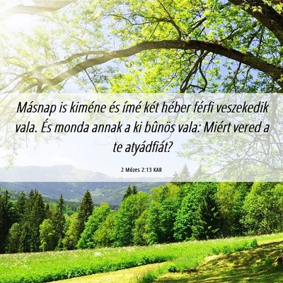 Picture 06 - 2 Mózes 2:13 KAR - Másnap is kiméne és ímé két héber férfi - Bible Verse Picture