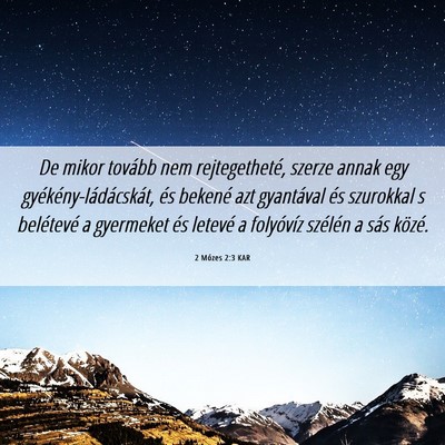 Picture 06 - 2 Mózes 2:3 KAR - De mikor tovább nem rejtegetheté, szerze annak - Bible Verse Picture