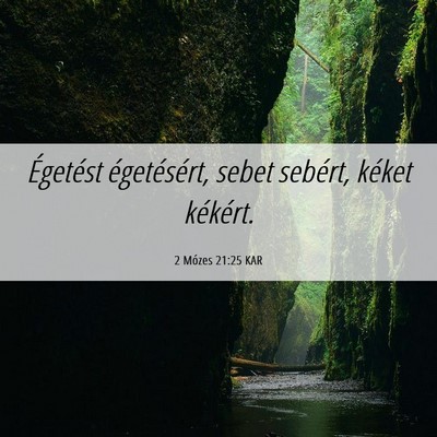 Picture 06 - 2 Mózes 21:25 KAR - Égetést égetésért, sebet sebért, kéket - Bible Verse Picture