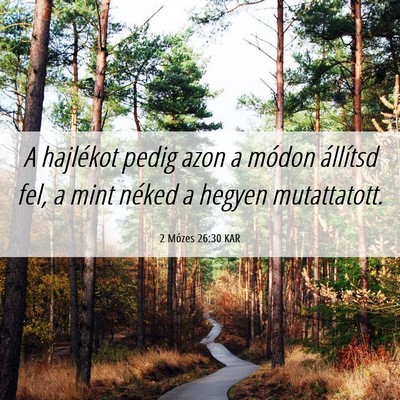 Picture 06 - 2 Mózes 26:30 KAR - A hajlékot pedig azon a módon állítsd fel, a - Bible Verse Picture