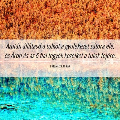 Picture 06 - 2 Mózes 29:10 KAR - Azután állíttasd a tulkot a gyülekezet - Bible Verse Picture