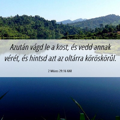 Picture 06 - 2 Mózes 29:16 KAR - Azután vágd le a kost, és vedd annak vérét, - Bible Verse Picture