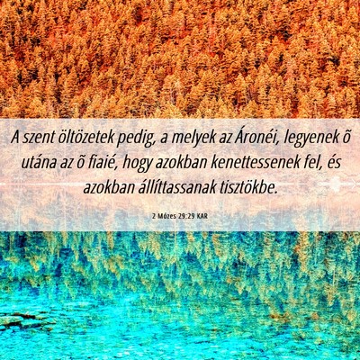 Picture 06 - 2 Mózes 29:29 KAR - A szent öltözetek pedig, a melyek az Áronéi, - Bible Verse Picture