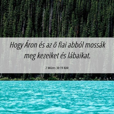 Picture 06 - 2 Mózes 30:19 KAR - Hogy Áron és az õ fiai abból mossák meg - Bible Verse Picture