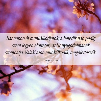Picture 06 - 2 Mózes 35:2 KAR - Hat napon át munkálkodjatok; a hetedik nap - Bible Verse Picture