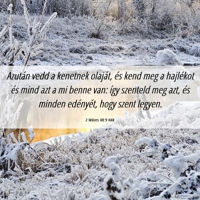 Picture 06 - 2 Mózes 40:9 KAR - Azután vedd a kenetnek olaját, és kend meg a - Bible Verse Picture