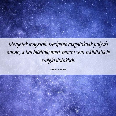 Picture 06 - 2 Mózes 5:11 KAR - Menjetek magatok, szedjetek magatoknak polyvát - Bible Verse Picture