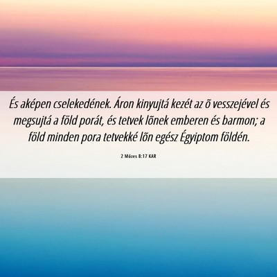 Picture 06 - 2 Mózes 8:17 KAR - És aképen cselekedének. Áron kinyujtá kezét - Bible Verse Picture