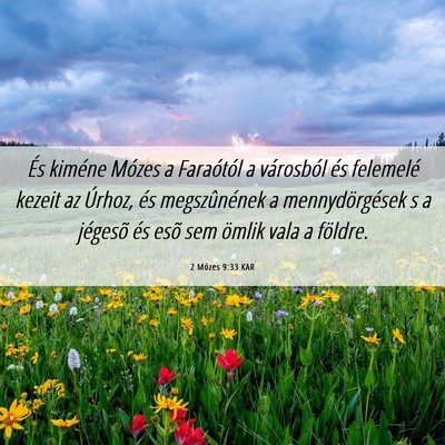 Picture 06 - 2 Mózes 9:33 KAR - És kiméne Mózes a Faraótól a városból és - Bible Verse Picture