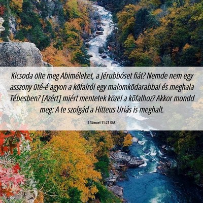 Picture 06 - 2 Sámuel 11:21 KAR - Kicsoda ölte meg Abiméleket, a Jérubbóset - Bible Verse Picture