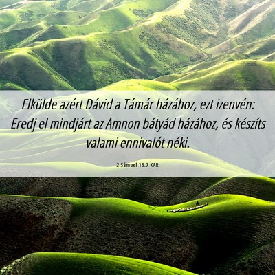 Picture 06 - 2 Sámuel 13:7 KAR - Elkülde azért Dávid a Támár házához, ezt - Bible Verse Picture