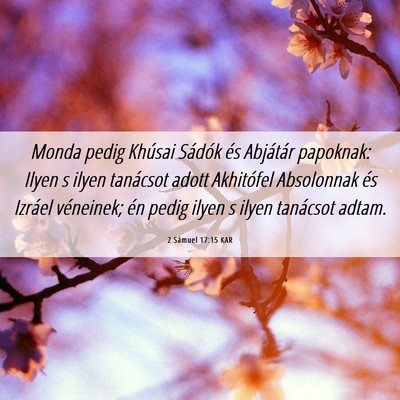 Picture 06 - 2 Sámuel 17:15 KAR - Monda pedig Khúsai Sádók és Abjátár - Bible Verse Picture