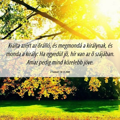Picture 06 - 2 Sámuel 18:25 KAR - Kiálta azért az õrálló, és megmondá a - Bible Verse Picture