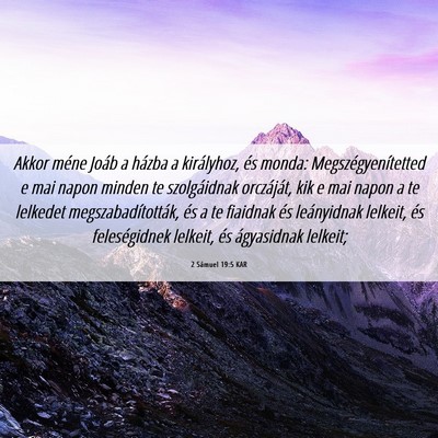 Picture 06 - 2 Sámuel 19:5 KAR - Akkor méne Joáb a házba a királyhoz, és - Bible Verse Picture
