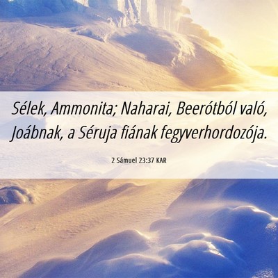 Picture 06 - 2 Sámuel 23:37 KAR - Sélek, Ammonita; Naharai, Beerótból való, - Bible Verse Picture