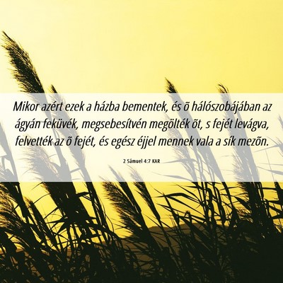 Picture 06 - 2 Sámuel 4:7 KAR - Mikor azért ezek a házba bementek, és õ - Bible Verse Picture