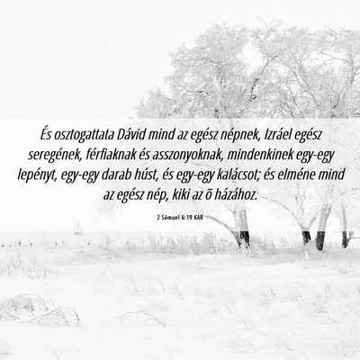 Picture 06 - 2 Sámuel 6:19 KAR - És osztogattata Dávid mind az egész népnek, - Bible Verse Picture