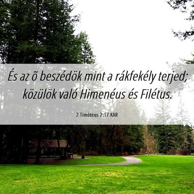 Picture 06 - 2 Timóteus 2:17 KAR - És az õ beszédök mint a rákfekély terjed; - Bible Verse Picture