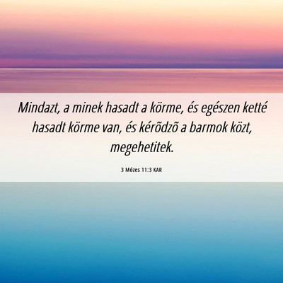Picture 06 - 3 Mózes 11:3 KAR - Mindazt, a minek hasadt a körme, és egészen - Bible Verse Picture