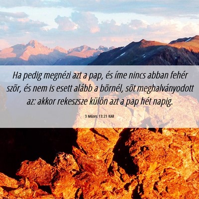 Picture 06 - 3 Mózes 13:21 KAR - Ha pedig megnézi azt a pap, és íme nincs abban - Bible Verse Picture