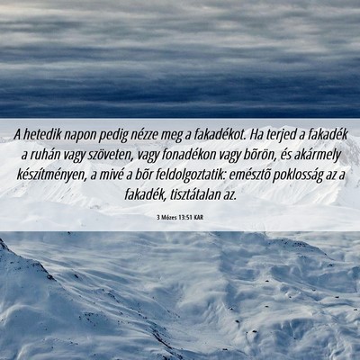Picture 06 - 3 Mózes 13:51 KAR - A hetedik napon pedig nézze meg a fakadékot. Ha - Bible Verse Picture