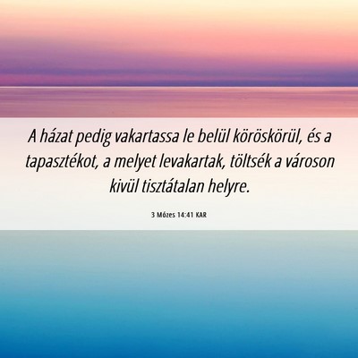 Picture 06 - 3 Mózes 14:41 KAR - A házat pedig vakartassa le belül - Bible Verse Picture
