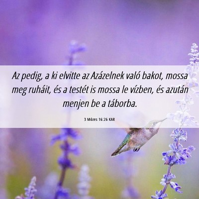 Picture 06 - 3 Mózes 16:26 KAR - Az pedig, a ki elvitte az Azázelnek való bakot, - Bible Verse Picture
