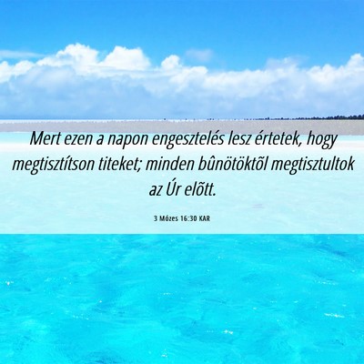 Picture 06 - 3 Mózes 16:30 KAR - Mert ezen a napon engesztelés lesz értetek, - Bible Verse Picture
