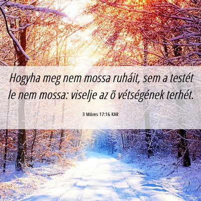 Picture 06 - 3 Mózes 17:16 KAR - Hogyha meg nem mossa ruháit, sem a testét le - Bible Verse Picture