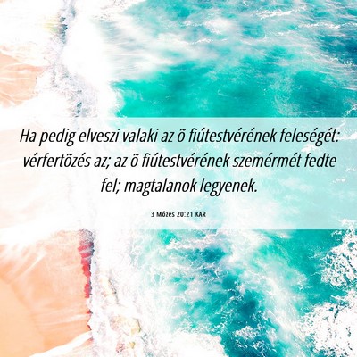 Picture 06 - 3 Mózes 20:21 KAR - Ha pedig elveszi valaki az õ fiútestvérének - Bible Verse Picture