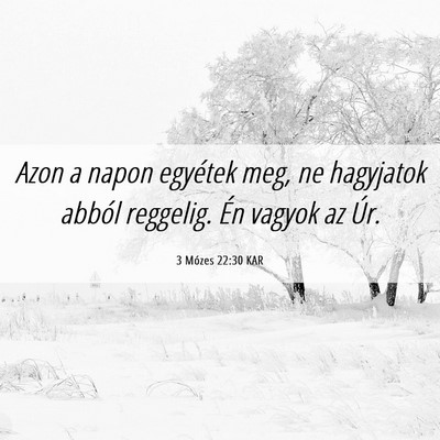 Picture 06 - 3 Mózes 22:30 KAR - Azon a napon egyétek meg, ne hagyjatok abból - Bible Verse Picture