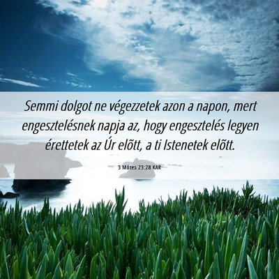 Picture 06 - 3 Mózes 23:28 KAR - Semmi dolgot ne végezzetek azon a napon, mert - Bible Verse Picture