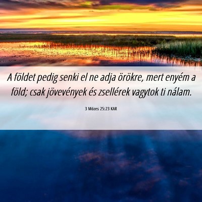 Picture 06 - 3 Mózes 25:23 KAR - A földet pedig senki el ne adja örökre, mert - Bible Verse Picture