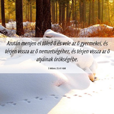 Picture 06 - 3 Mózes 25:41 KAR - Azután menjen el tõled õ és vele az õ - Bible Verse Picture