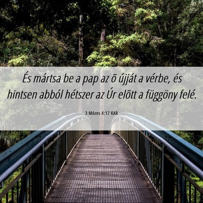 Picture 06 - 3 Mózes 4:17 KAR - És mártsa be a pap az õ újját a vérbe, és - Bible Verse Picture