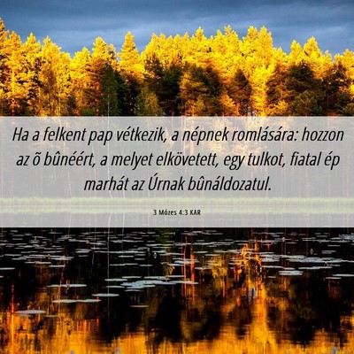 Picture 06 - 3 Mózes 4:3 KAR - Ha a felkent pap vétkezik, a népnek - Bible Verse Picture